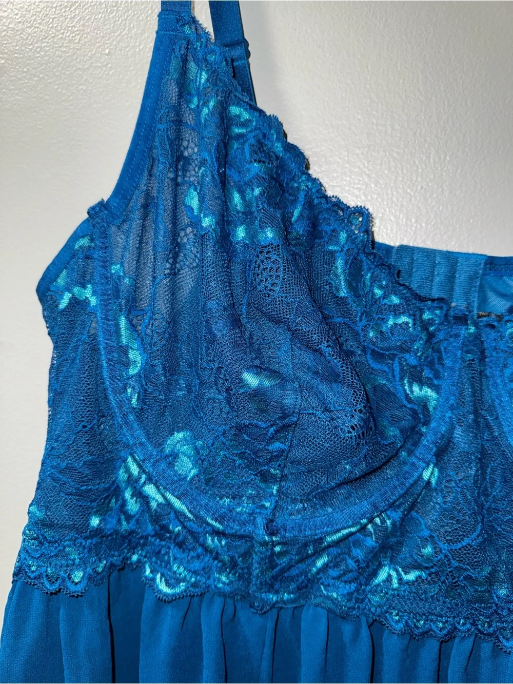 Torrid Size 5 Blue Lace & Chiffon Babydoll Lingerie